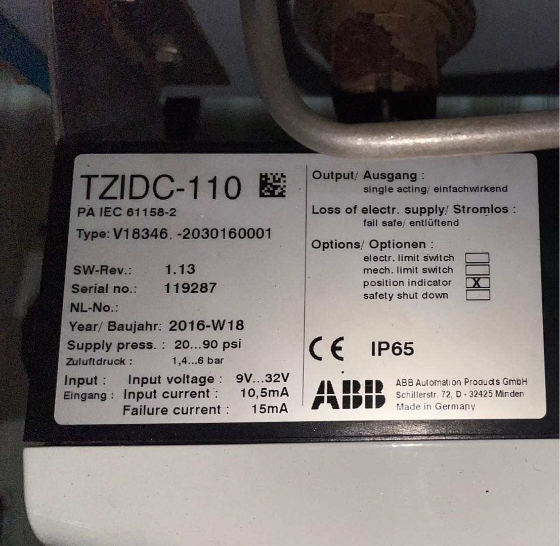 ABB  TZIDC-110  V18346-2030120001 Valve Positioner